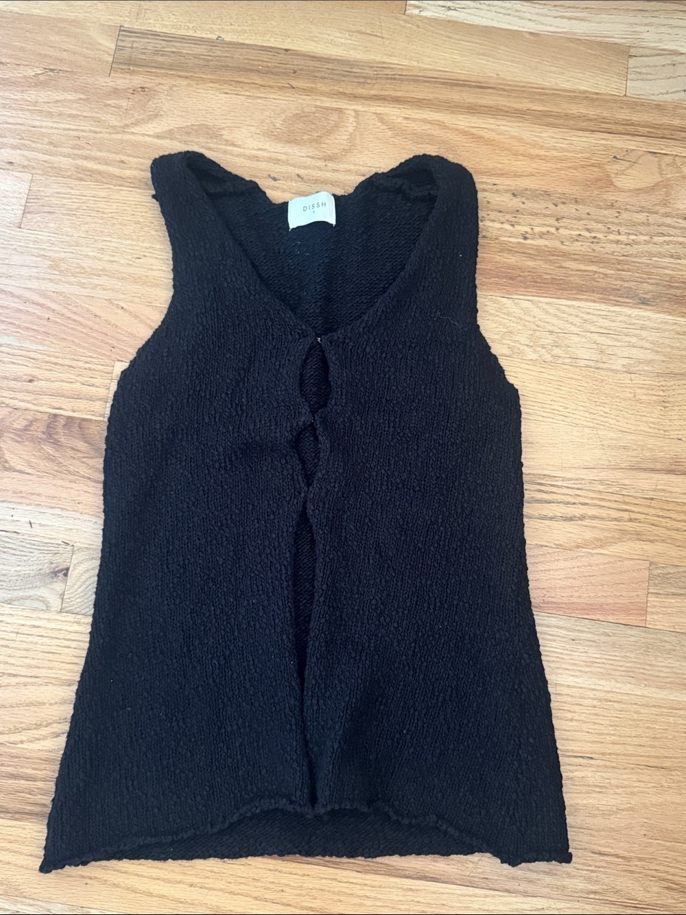 DISSH Boucle Knit V Neck Hook Tank